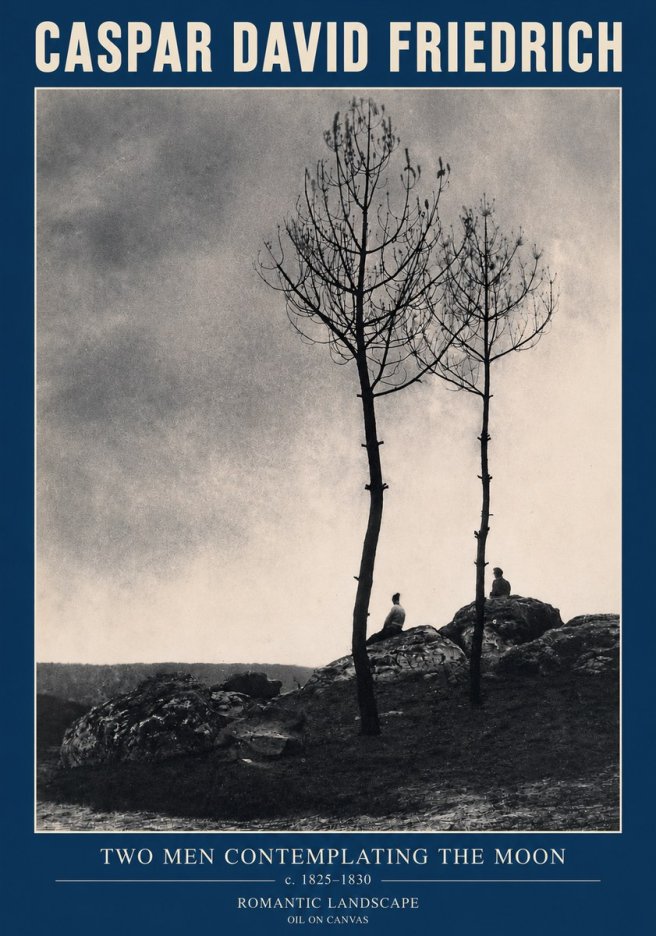 Caspar David Friedrich Two Men Contemplating the Moon III No3 - Poszter