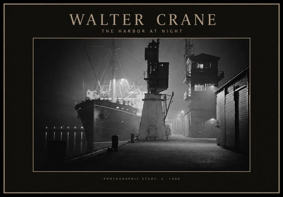 Walter Crane The Harbor at Night No1 - Poszter