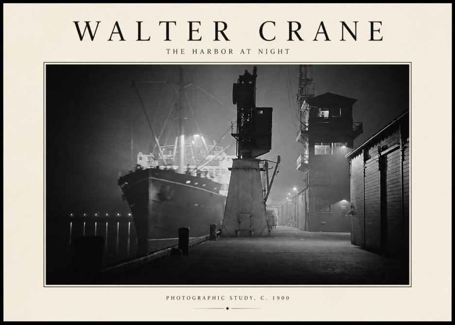 Walter Crane The Harbor at Night No2 - Poszter