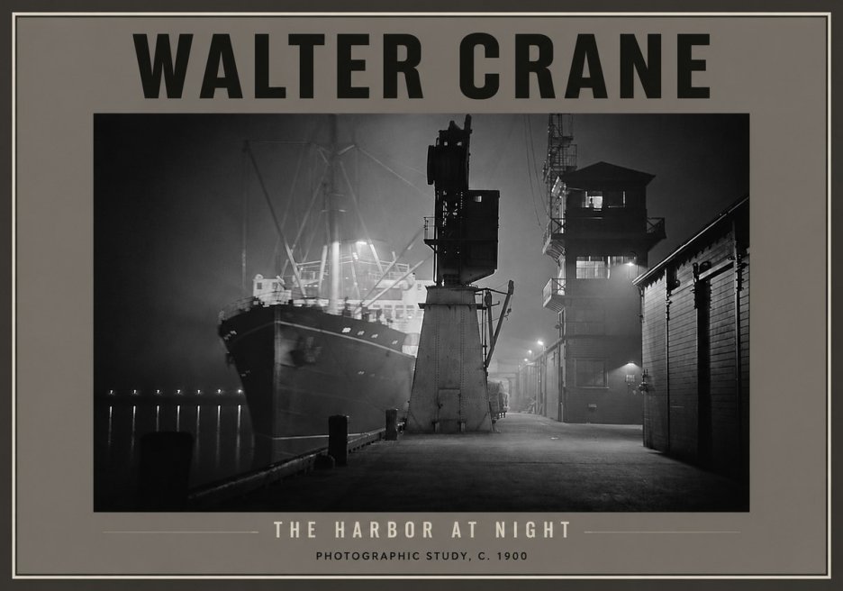Walter Crane The Harbor at Night No4 - Poszter