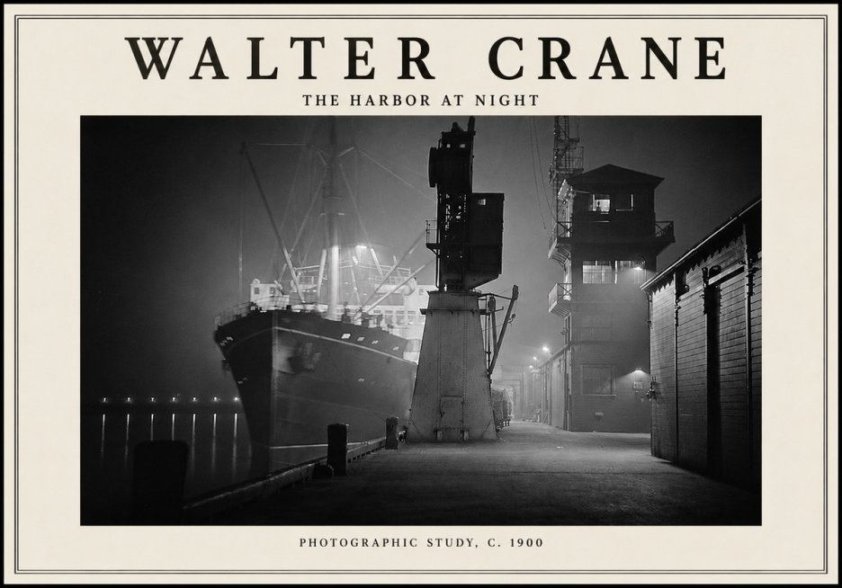 Walter Crane The Harbor at Night No5 - Poszter