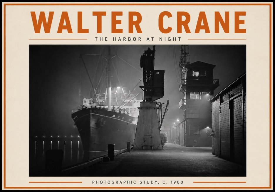 Walter Crane The Harbor at Night No6 - Poszter
