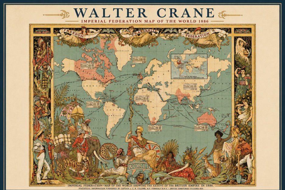 Walter Crane Imperial Federation Map of the World 1886 No2 - Poszter