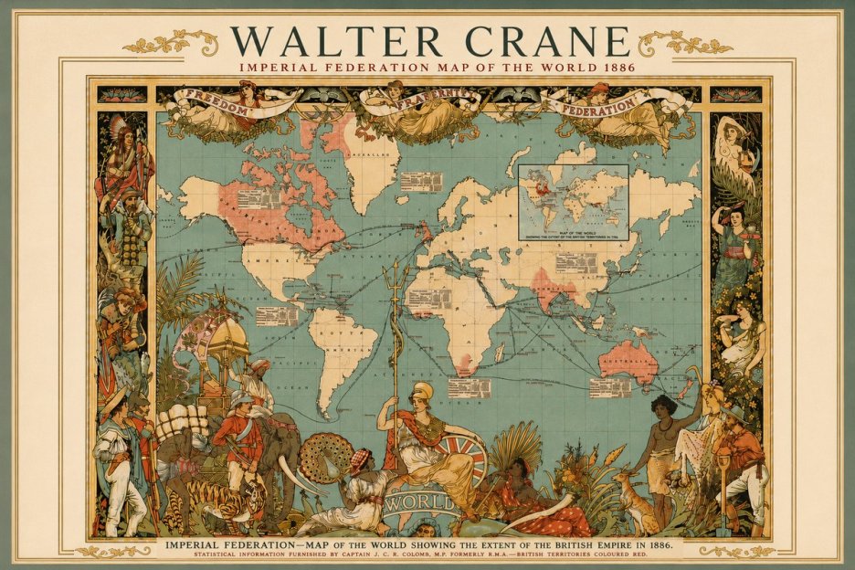 Walter Crane Imperial Federation Map of the World 1886 No5 - Poszter