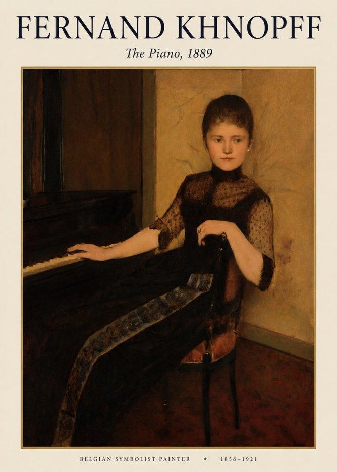 Fernand Khnopff The Piano, 1889 No1 - Poszter