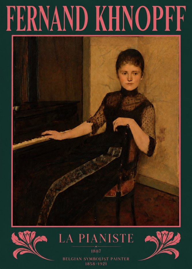 Fernand Khnopff The Piano, 1889 No3 - Poszter