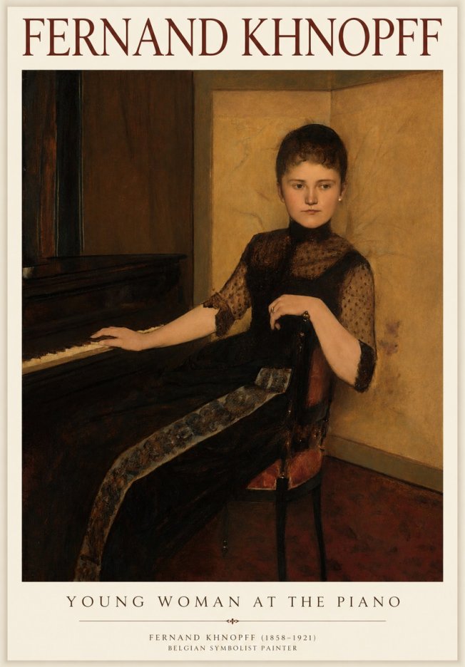 Fernand Khnopff The Piano, 1889 No4 - Poszter