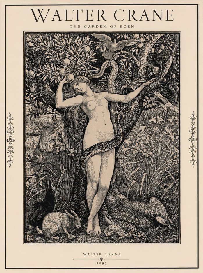 Walter Crane The Garden of Eden No1 - Poszter