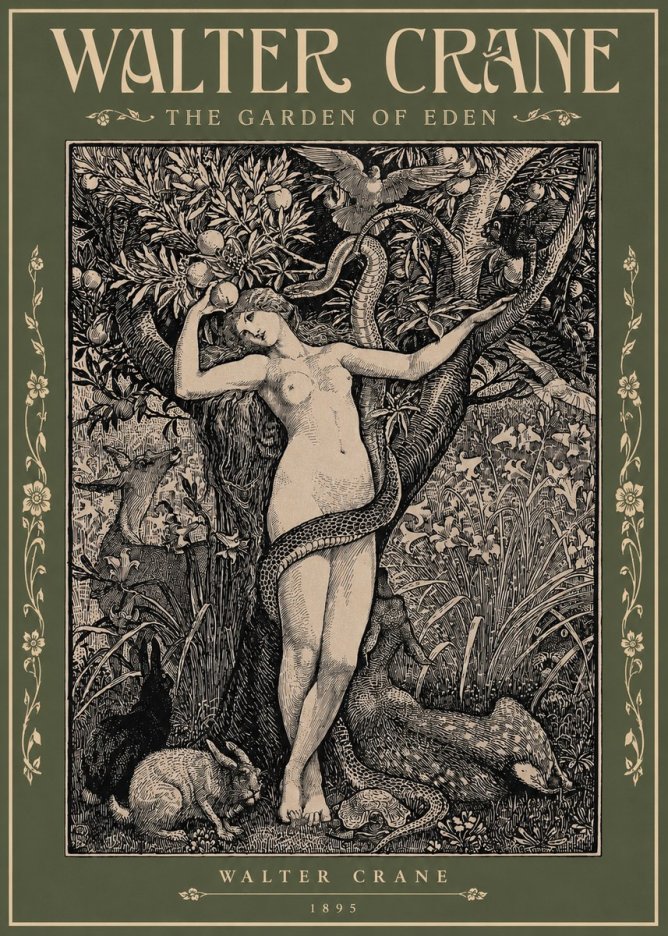 Walter Crane The Garden of Eden No2 - Poszter