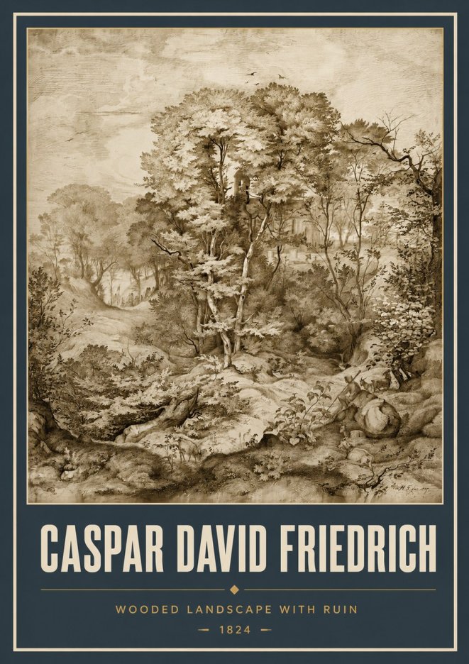 Caspar David Friedrich Wooded Landscape with Ruin No5 - Poszter