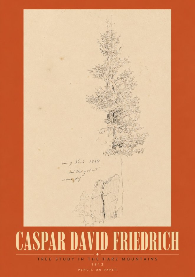 Caspar David Friedrich Tree Study in the Harz Mountains No3 - Poszter