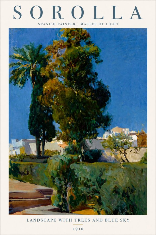 Sorolla Landscape with Trees and Blue Sky No3 - Poszter