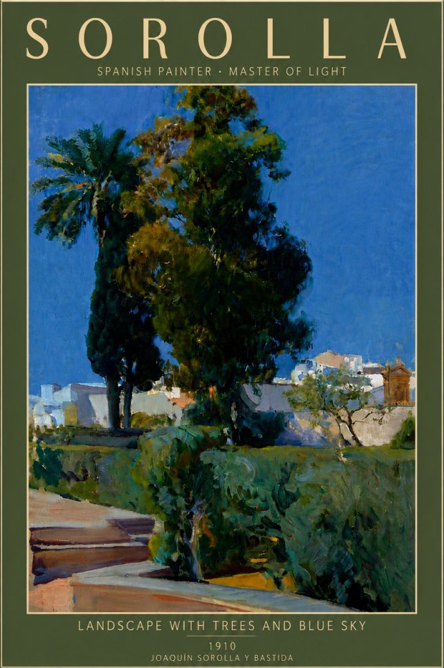 Sorolla Landscape with Trees and Blue Sky No6 - Poszter
