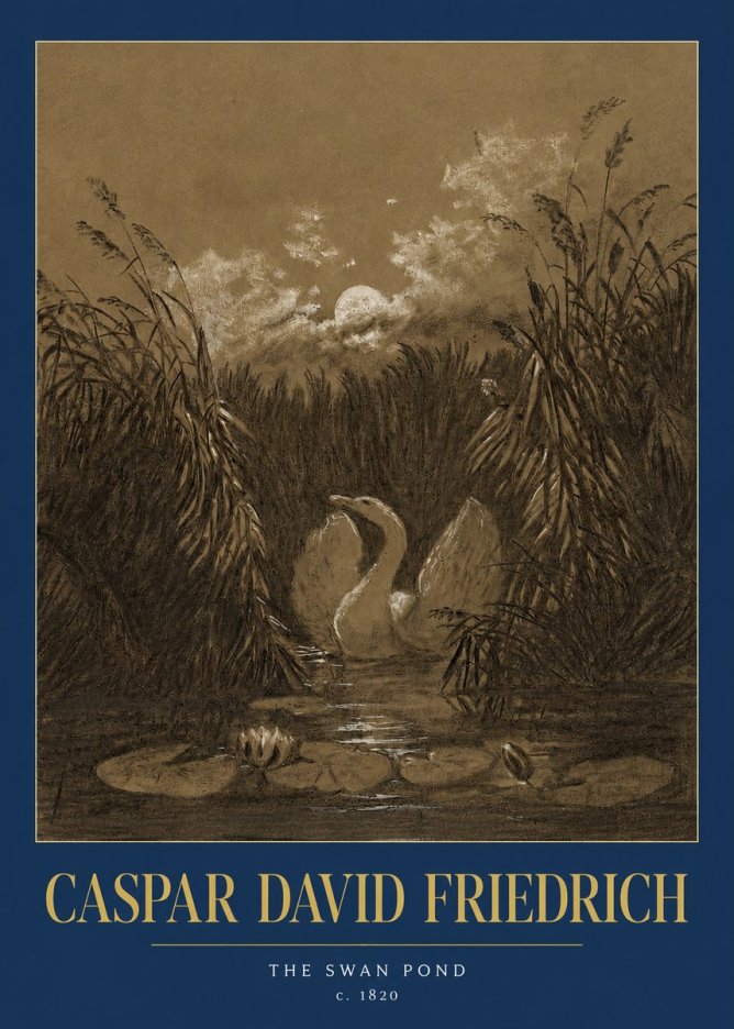 Caspar David Friedrich The Swan Pond No2 - Poszter