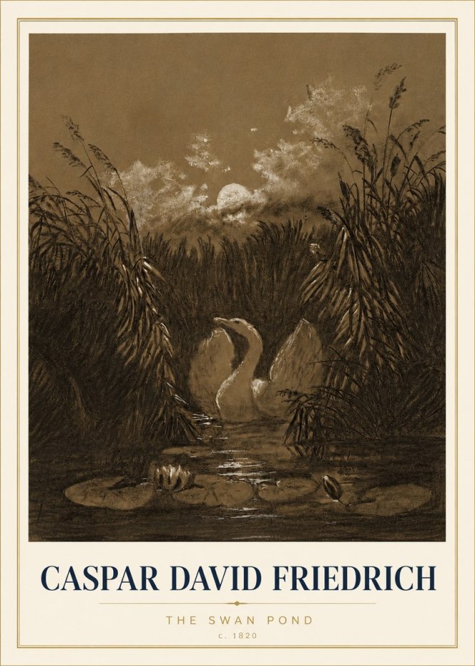 Caspar David Friedrich The Swan Pond No4 - Poszter