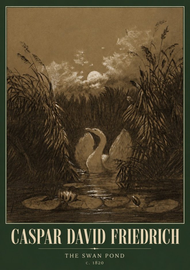 Caspar David Friedrich The Swan Pond No5 - Poszter