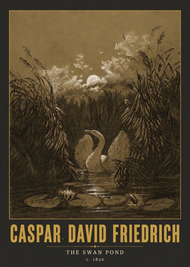 Caspar David Friedrich The Swan Pond No6 - Poszter