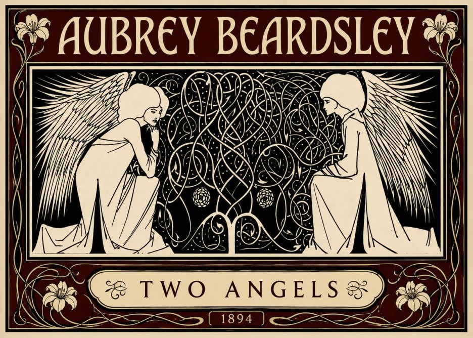 Aubrey Beardsley Two Angels No5 - Poszter