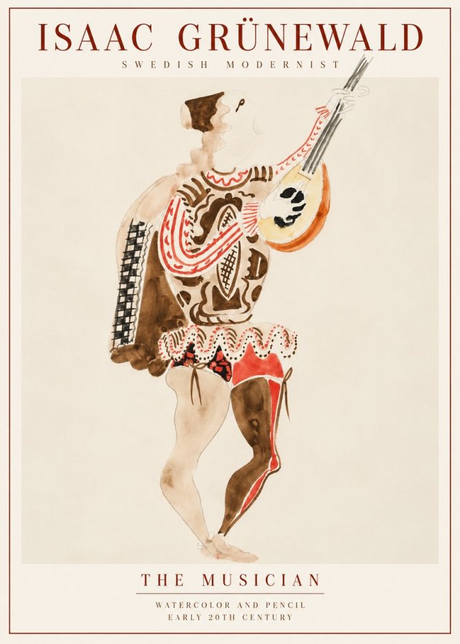 Isaac Grünewald The Lute Player No3 - Poszter