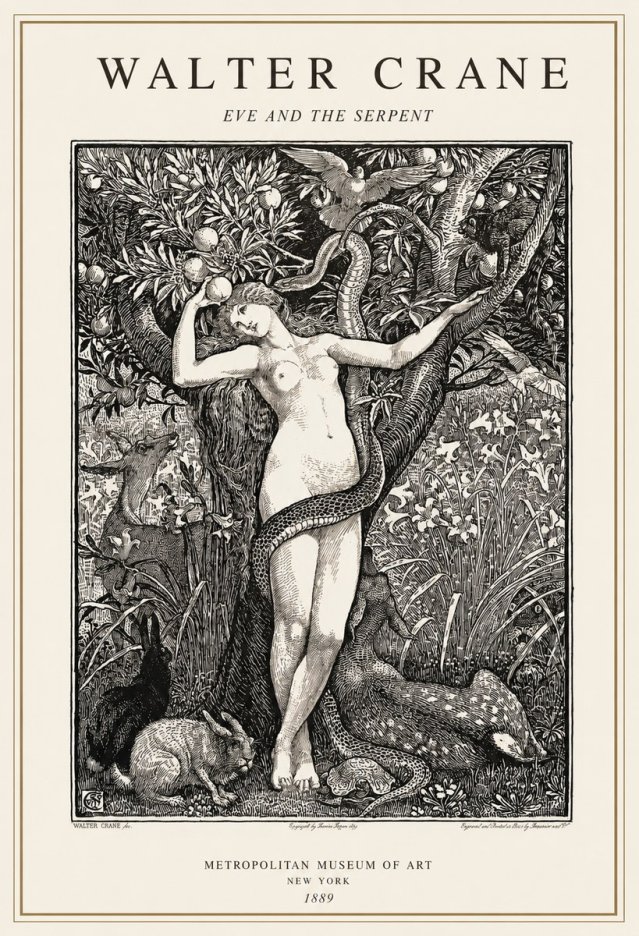 Walter Crane Eve and the Serpent No1 - Poszter