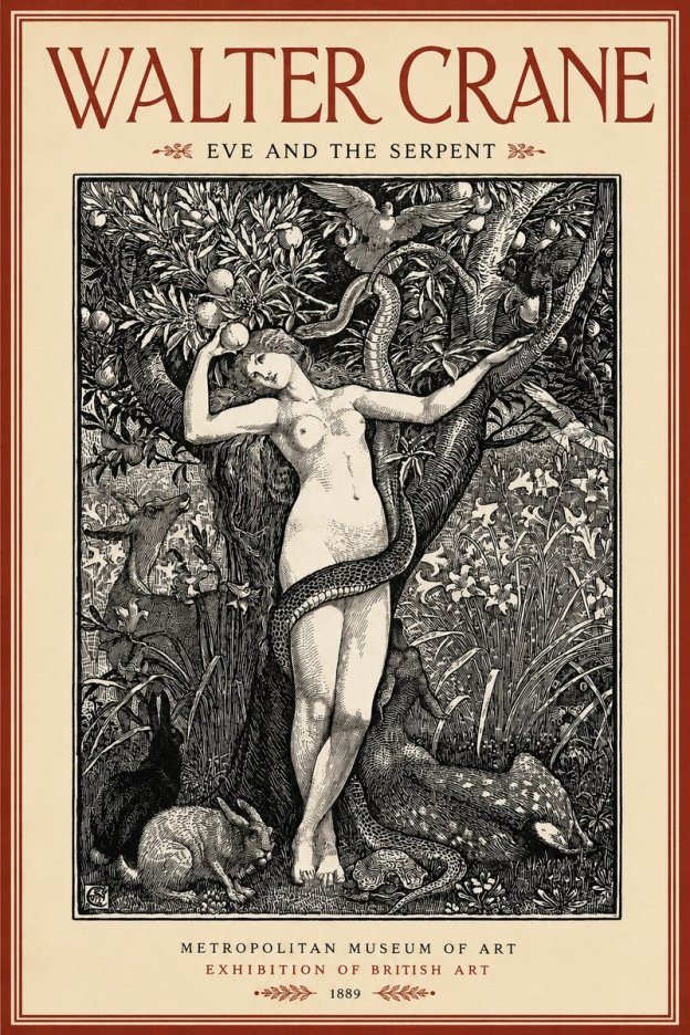 Walter Crane Eve and the Serpent No2 - Poszter