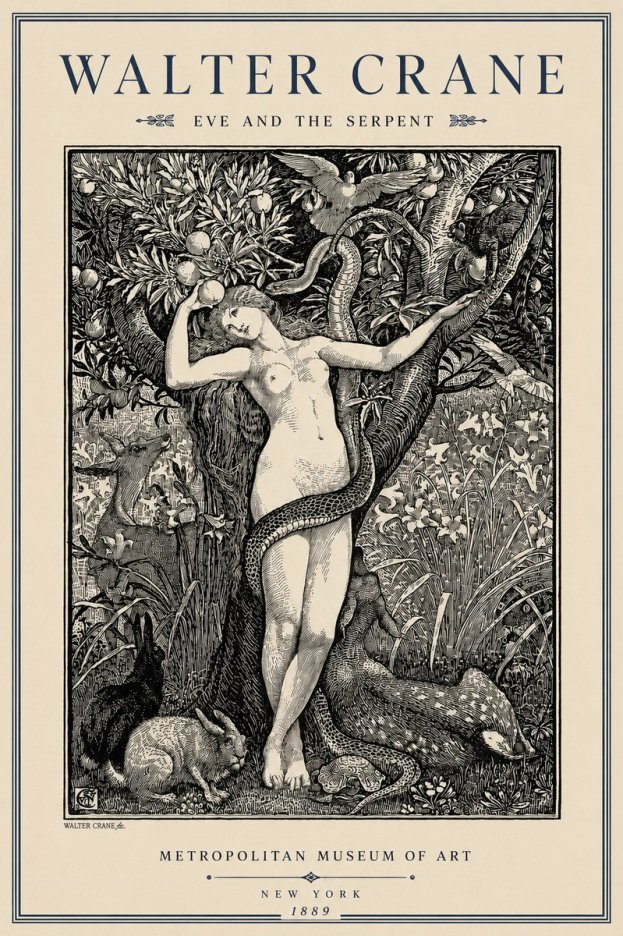 Walter Crane Eve and the Serpent No3 - Poszter