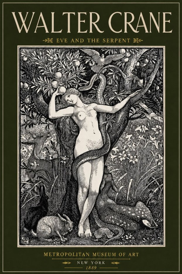 Walter Crane Eve and the Serpent No4 - Poszter