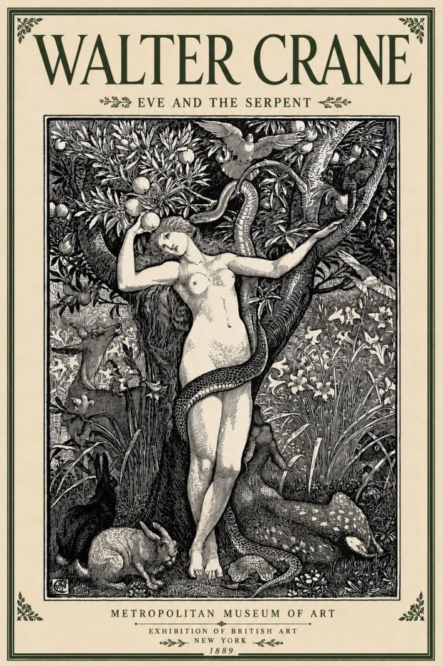 Walter Crane Eve and the Serpent No5 - Poszter