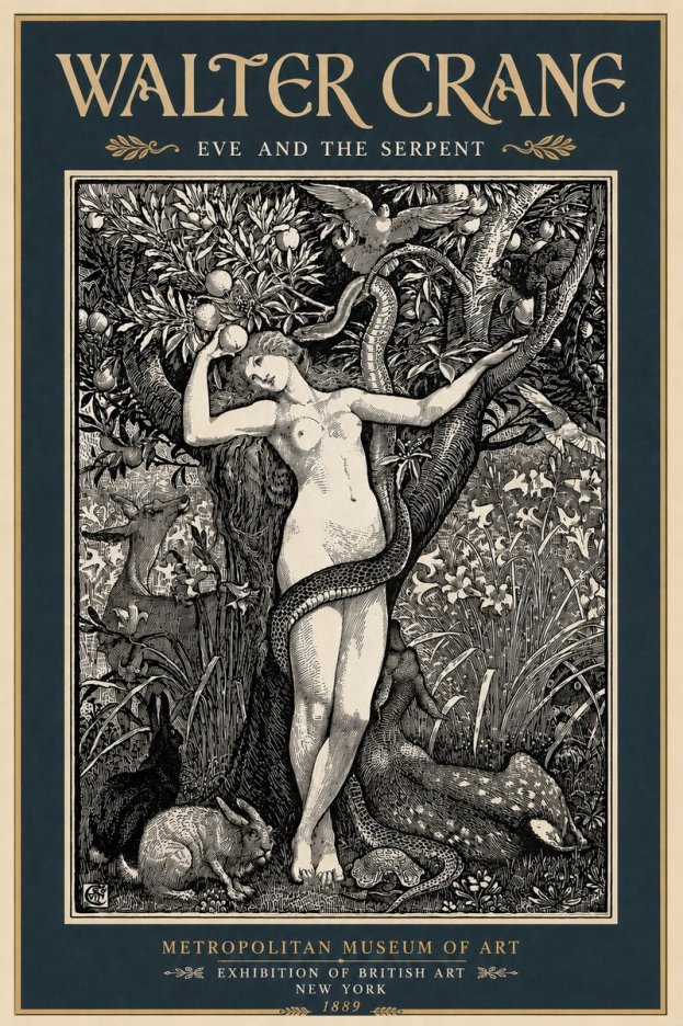 Walter Crane Eve and the Serpent No6 - Poszter