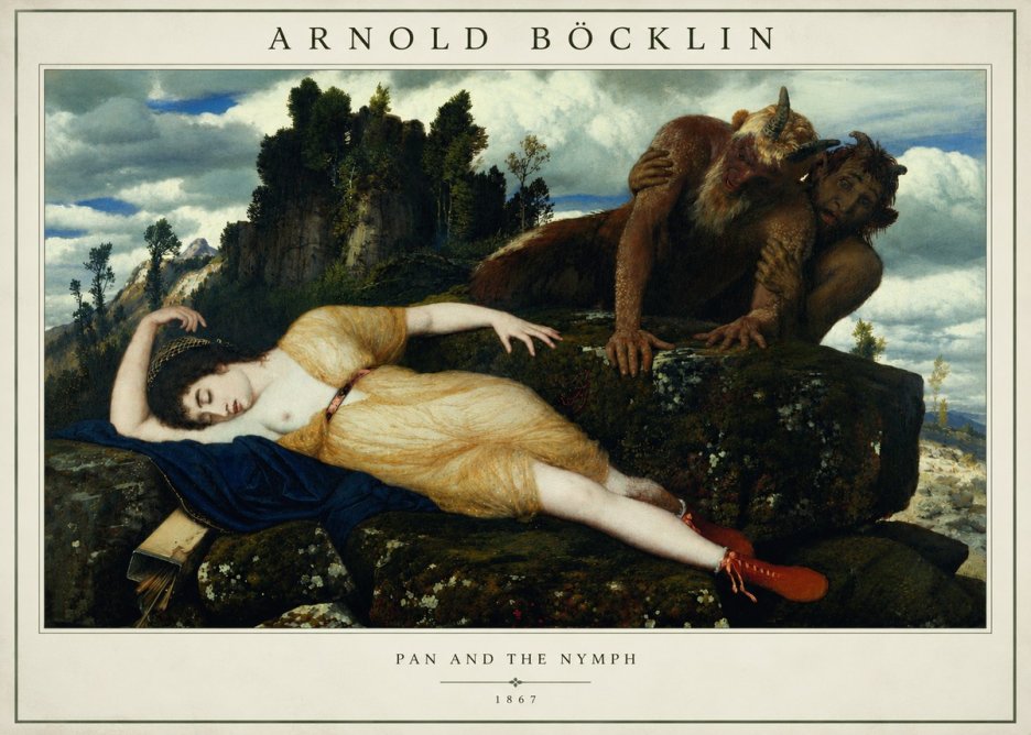 Arnold Böcklin Pan and the Nymph No2 - Poszter