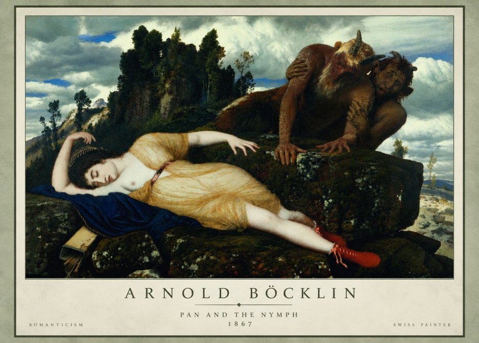 Arnold Böcklin Pan and the Nymph No4 - Poszter