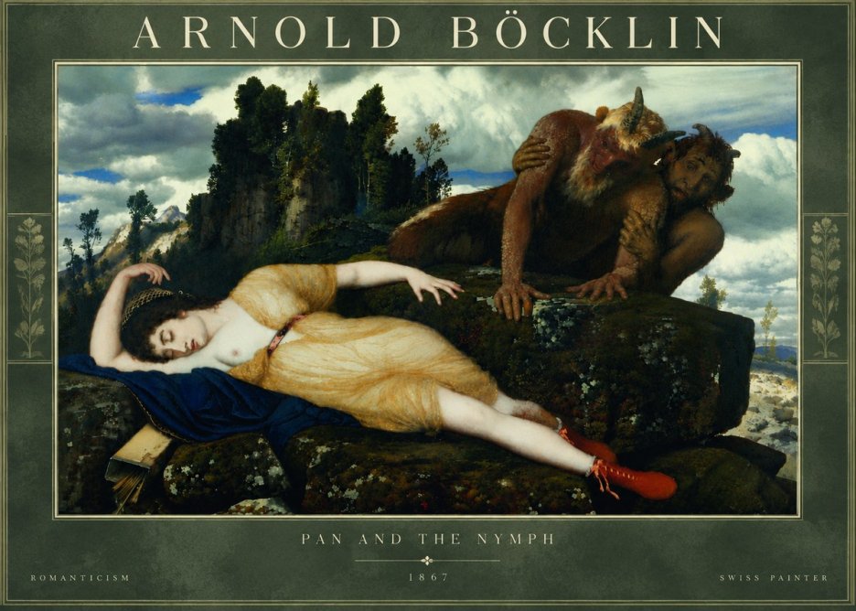 Arnold Böcklin Pan and the Nymph No6 - Poszter