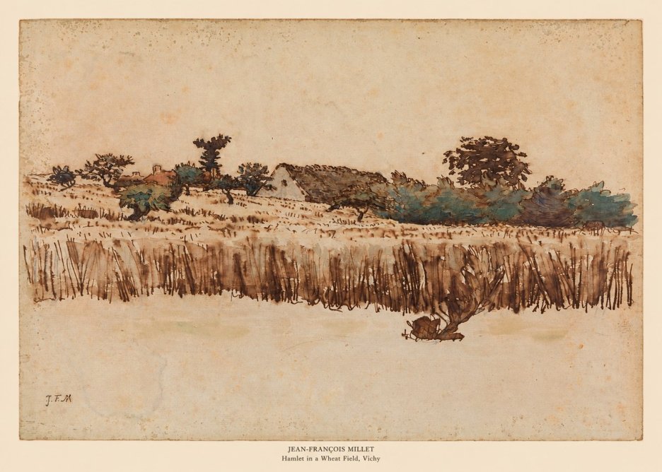 Jean-François Millet Hamlet in a Wheat Field, Vichy No5 - Poszter
