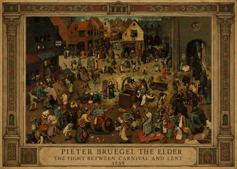 Pieter Bruegel The Fight Between Carnival and Lent II No1 - Poszter