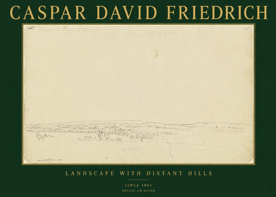 Caspar David Friedrich Landscape with Distant Hills No2 - Poszter