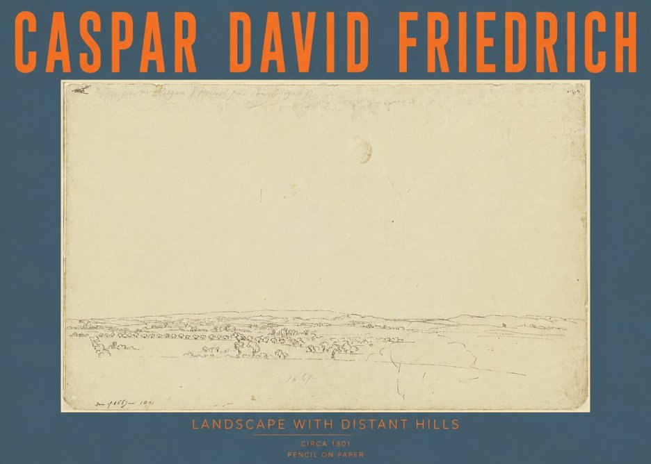Caspar David Friedrich Landscape with Distant Hills No4 - Poszter