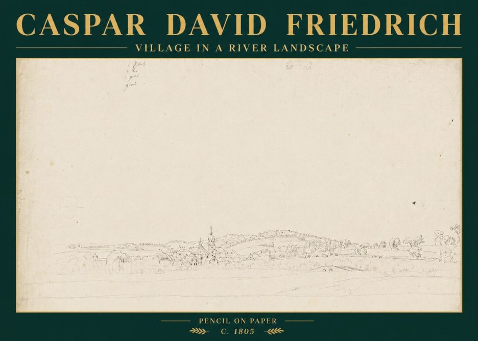 Caspar David Friedrich Village in a River Landscape No6 - Poszter