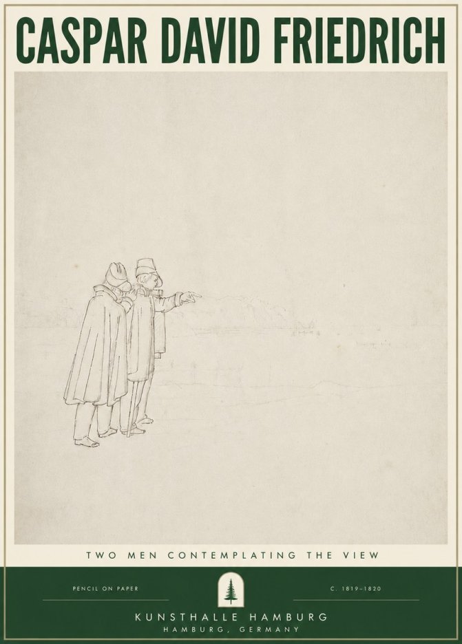 Caspar David Friedrich Two Men Contemplating the View No3 - Poszter