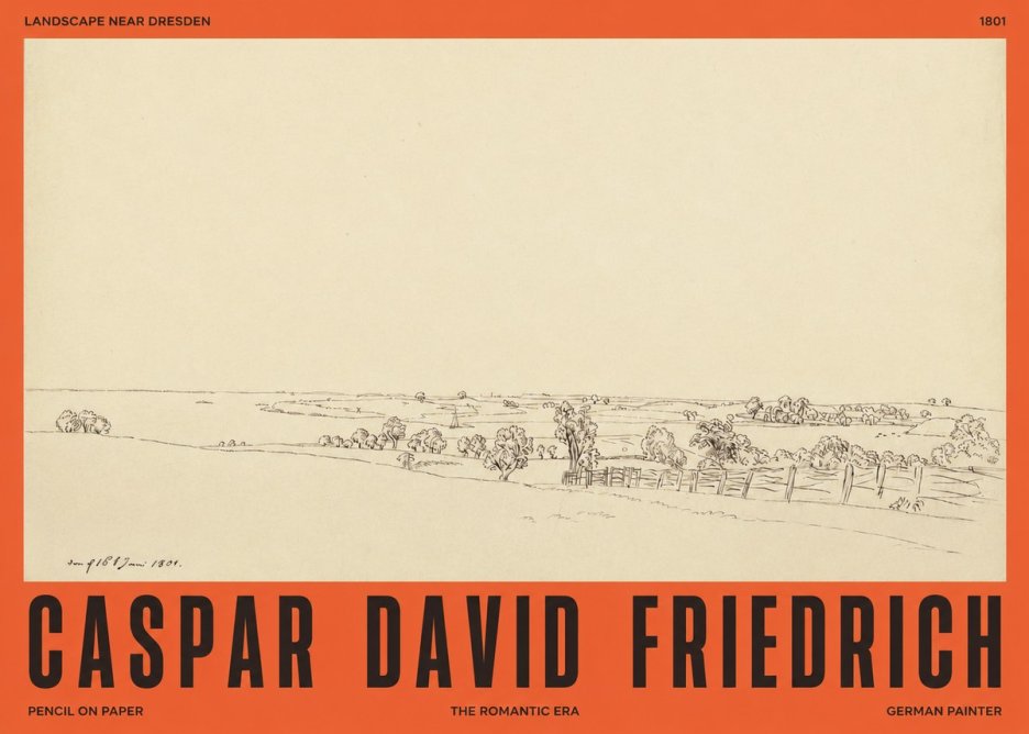Caspar David Friedrich View of the Countryside Near Dresden No4 - Poszter