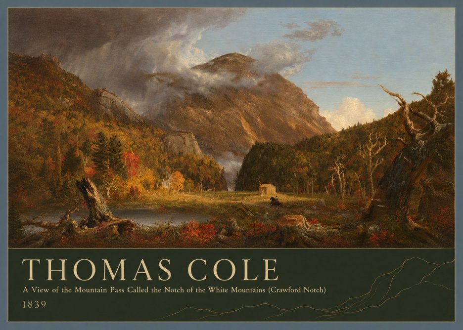 Thomas Cole A View of the Mountain Pass Called the Notch of the White Mountains (Crawford Notch) I No3 - Poszter