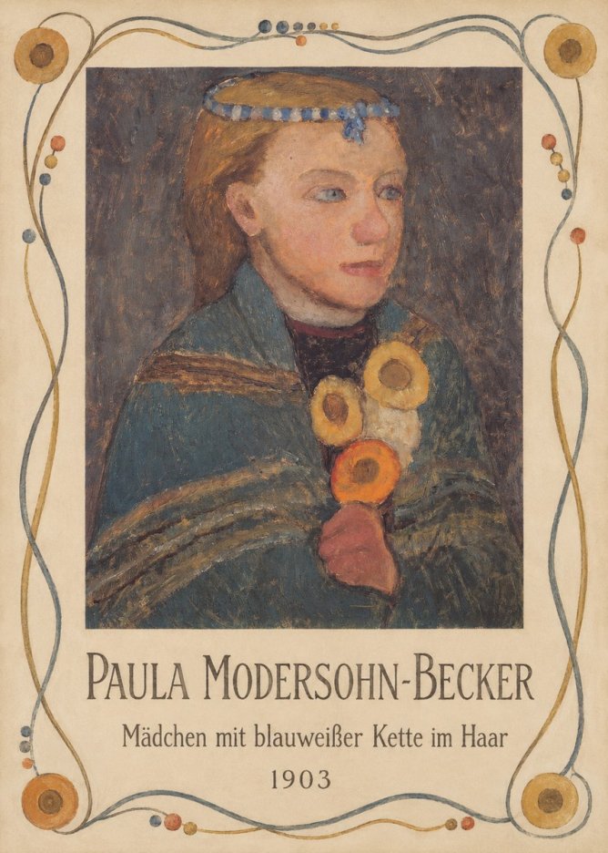 Paula Modersohn-Becker Mädchen Mit Blauweißer Kette Im Haar No5 - Poszter
