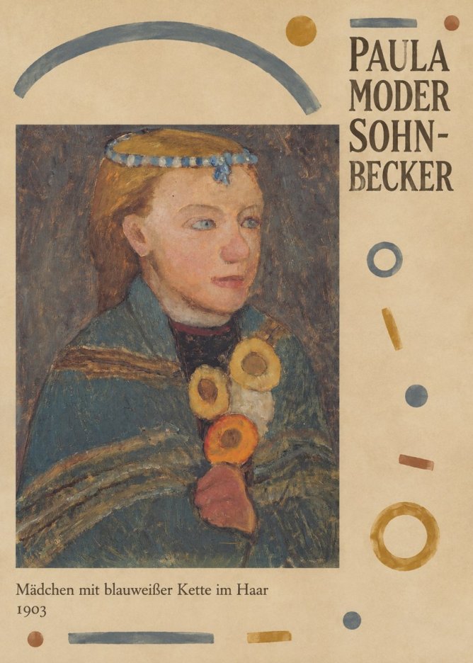 Paula Modersohn-Becker Mädchen Mit Blauweißer Kette Im Haar No6 - Poszter