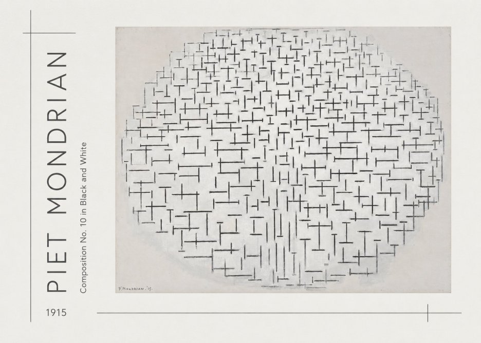 Piet Mondrian Composition 10 in Black and White No3 - Poszter