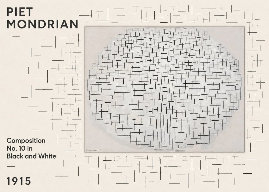 Piet Mondrian Composition 10 in Black and White No5 - Poszter
