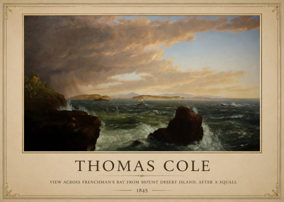 Thomas Cole View Across Frenchman's Bay from Mount Desert Island, After a Squall I No1 - Poszter