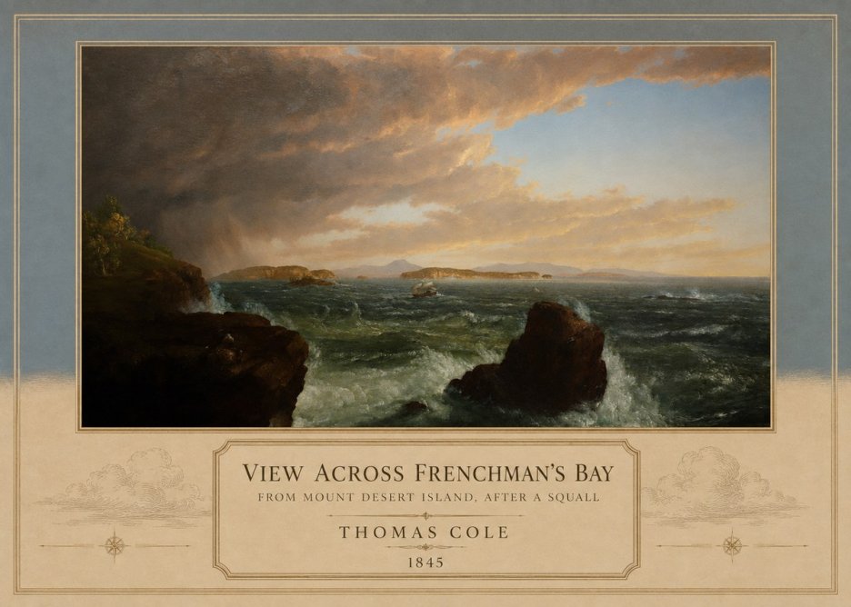 Thomas Cole View Across Frenchman's Bay from Mount Desert Island, After a Squall I No3 - Poszter