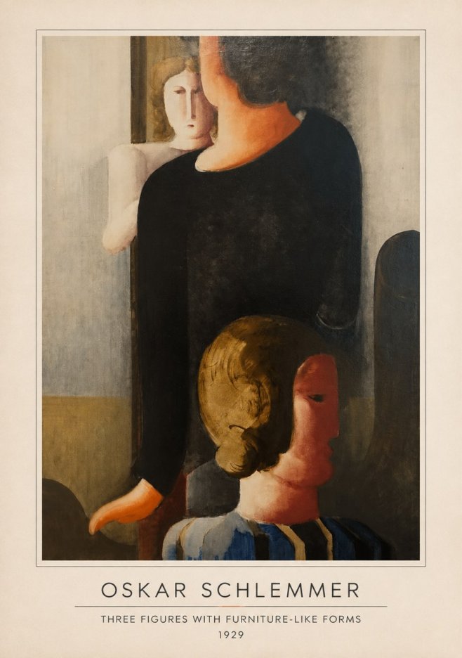 Oskar Schlemmer Three Figures with Furniture-like Forms No4 - Poszter