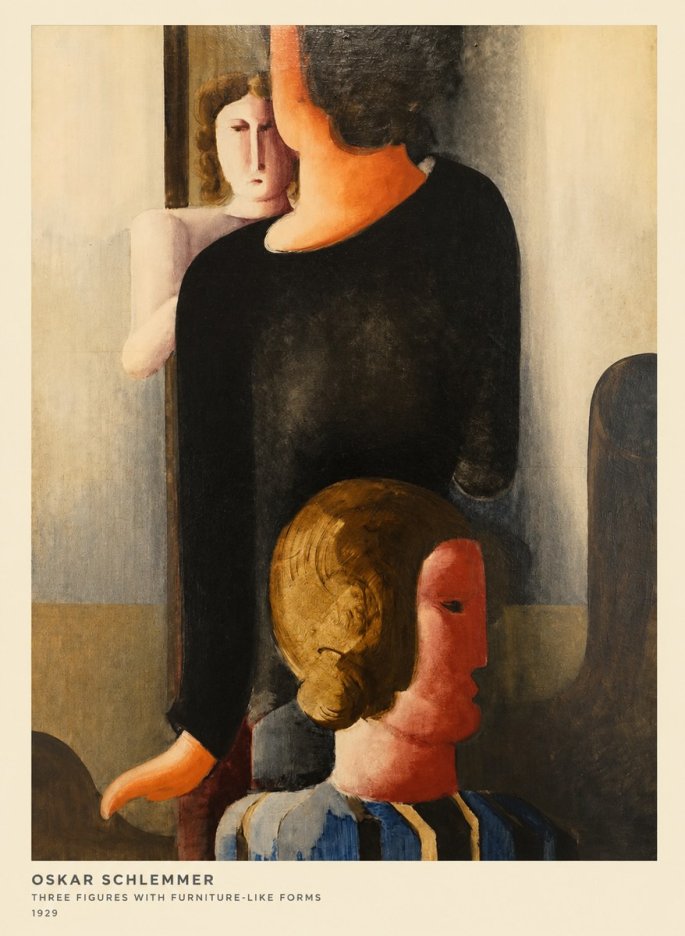 Oskar Schlemmer Three Figures with Furniture-like Forms No6 - Poszter