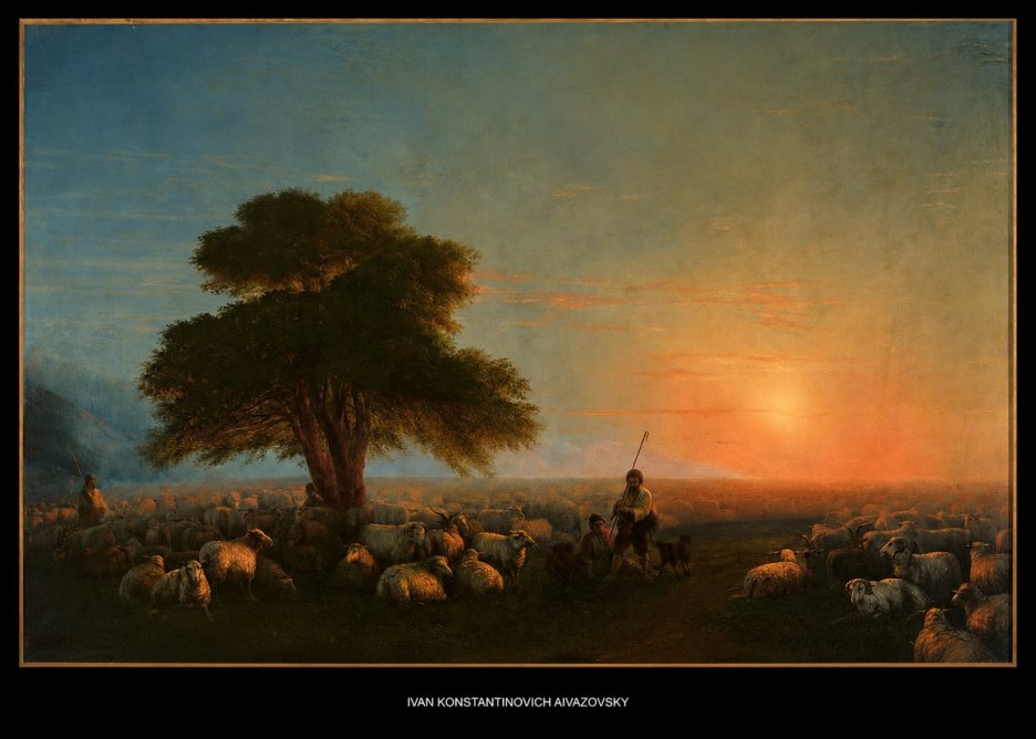 Ivan Konstantinovich Aivazovsky Shepherd with Flock at Sunset No5 - Poszter