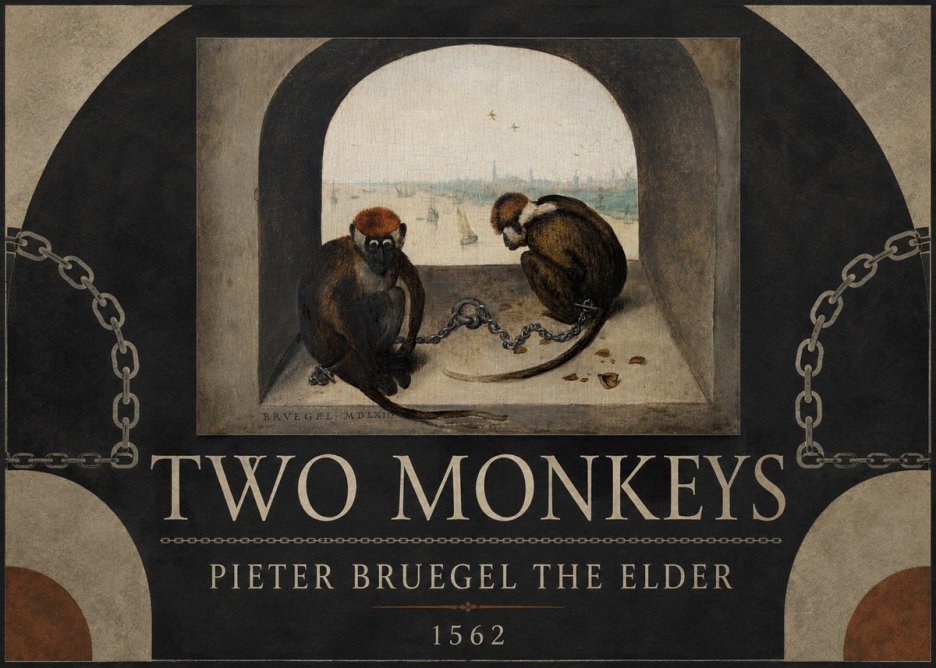 Pieter Bruegel Two Monkeys II No2 - Poszter